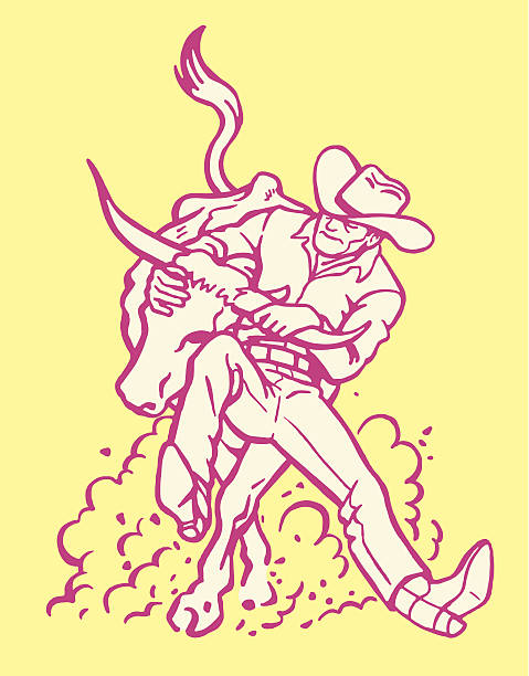 illustrazioni stock, clip art, cartoni animati e icone di tendenza di cowboy difficoltà a destreggiarsi - wild west immagine
