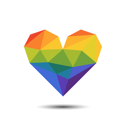Polygon Rainbow colourful Heart Icon For LGBT Pride Month concept