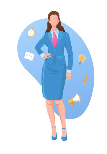 istock Business Concept illustration. Vector. Businesswoman Design Concept. Flat colored illustration isolated on a white background. 1814575045