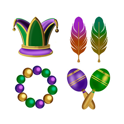 istock a set of illustrations of Mardi gras for a celebration on a white background drawn by hand 1814582390