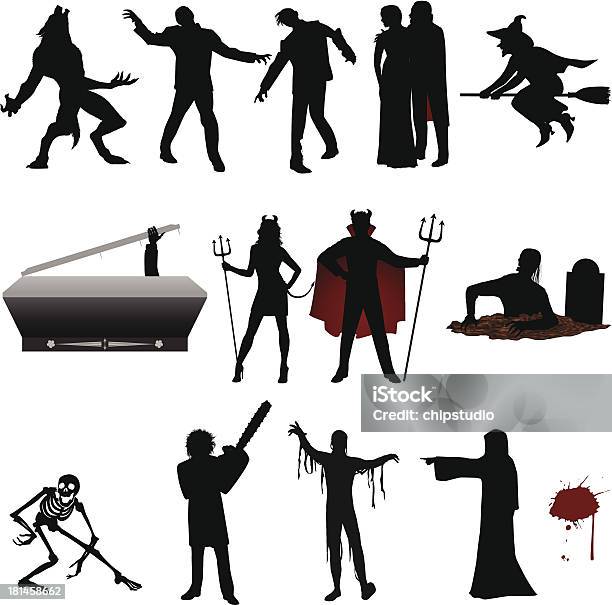 Halloween Silhouette Stock Illustration - Download Image Now - In Silhouette, Halloween, Monster - Fictional Character