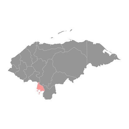 Valle department map, administrative division of Honduras. Vector illustration.