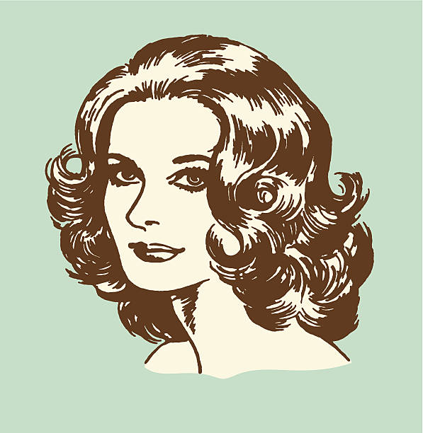 ilustrações de stock, clip art, desenhos animados e ícones de brunette mulher - hairstyle human hair women retro revival