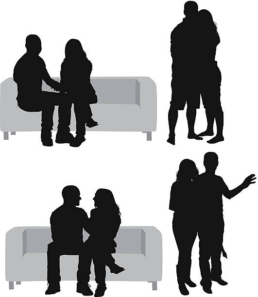 ilustrações, clipart, desenhos animados e ícones de várias imagens de um casal - couple full length embracing white background