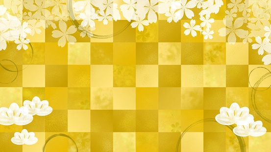 Gold leaf and cherry blossom pattern background material