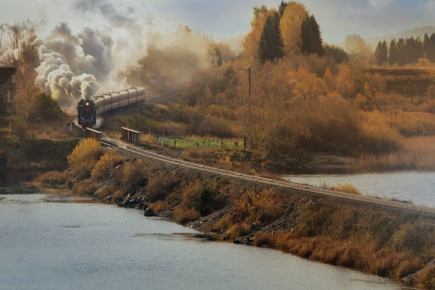 istock Ruskeala express - retro train in Karelia, Russia, 1814603755