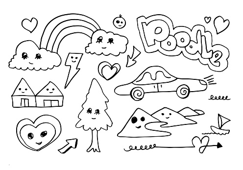 istock Kawaii doodle collection line art, suitable for coloring.vector illustration. 1814610070