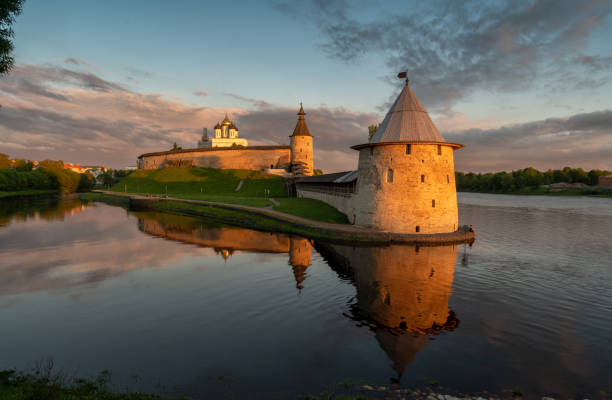 istock Pskov Kremlin, Russia, at sunset, illuminated by the rays of the sun. 1814610077