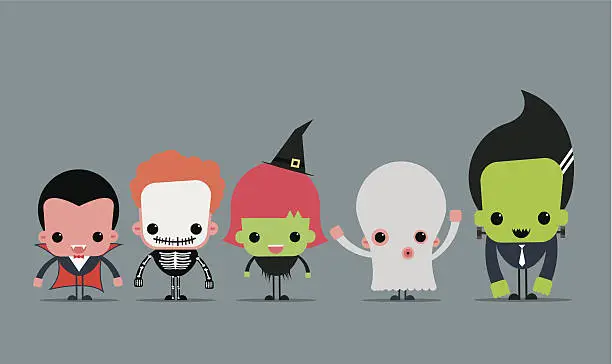 Vector illustration of Cute halloween characters