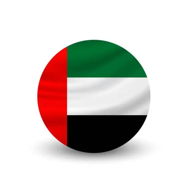 Vector illustration of UAE United Arab Emirates circle flag. Vector