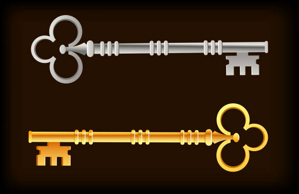 мастер-ключ gold, silver - skeleton key stock illustrations