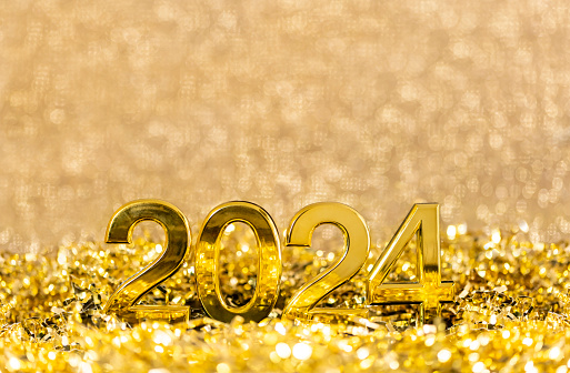 Number 2024 on glitter background