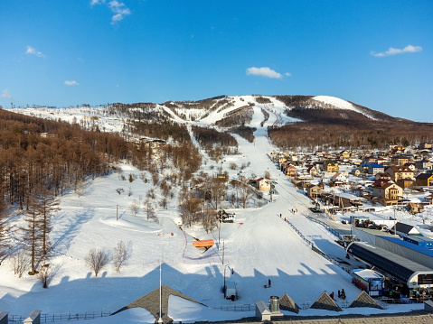 Yuzhno-Sakhalinsk, Match 13.2022: Ski resort Mountain Air Resort, Yuzhno-Sakhalinsk, Russia.