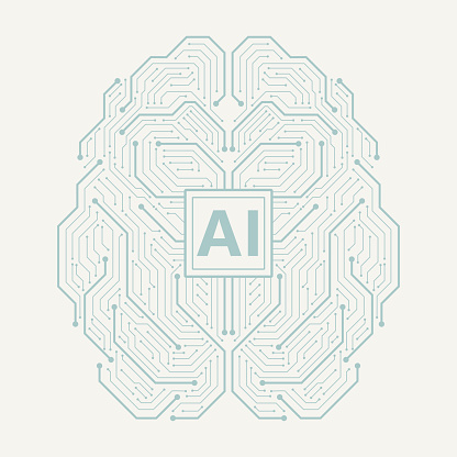 Ai chipset on brain with circuit board background. Futuristic concept. High-tech technology background