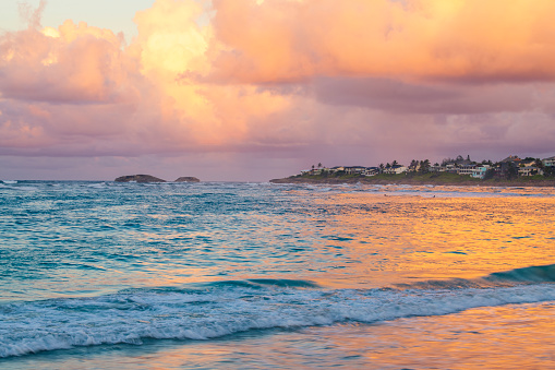 aerial view of Sandy Cay in the foreground and Jost Van Dyke in the background, British Virgin Islands