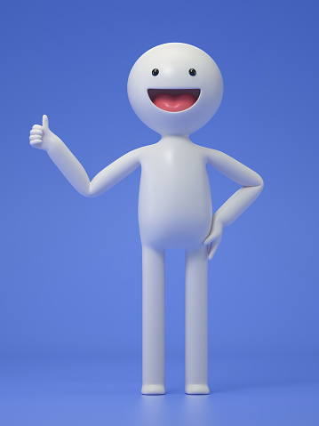 A 3D cartoon character standing and showing thumbs up, showing gesture cool, 3d rendering,conceptual image, isolated on white background.