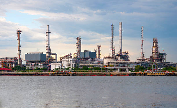 istock Oil refinery factory at river Thailand 181470476