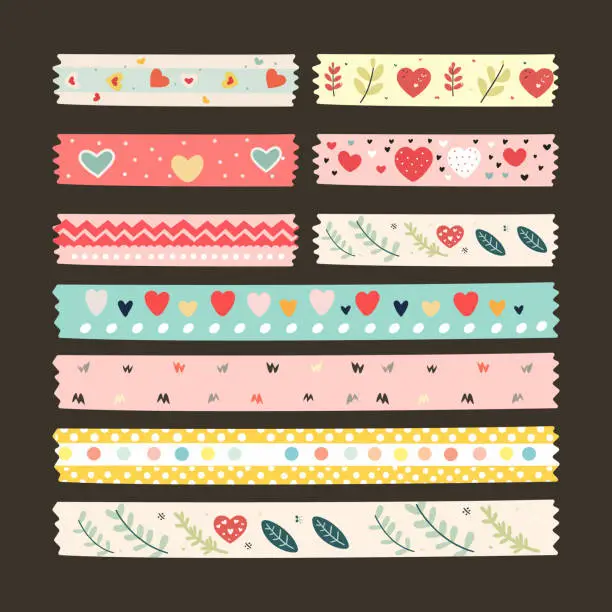 Vector illustration of Cute washi tape vector illustration