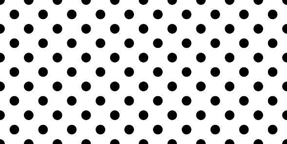 Black Polka dot seamless pattern on a white background. Seamless print of rows of black circles for wallpaper or textiles