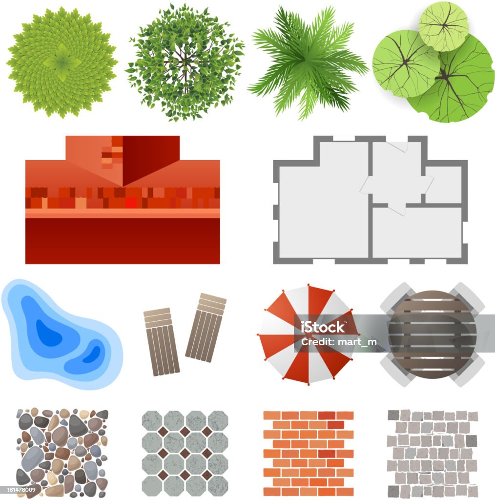 Elements for landscape design Highly detailed landscape design elements - easy to make your own plan! EPS 10. File contains transparences! Landscaped stock vector