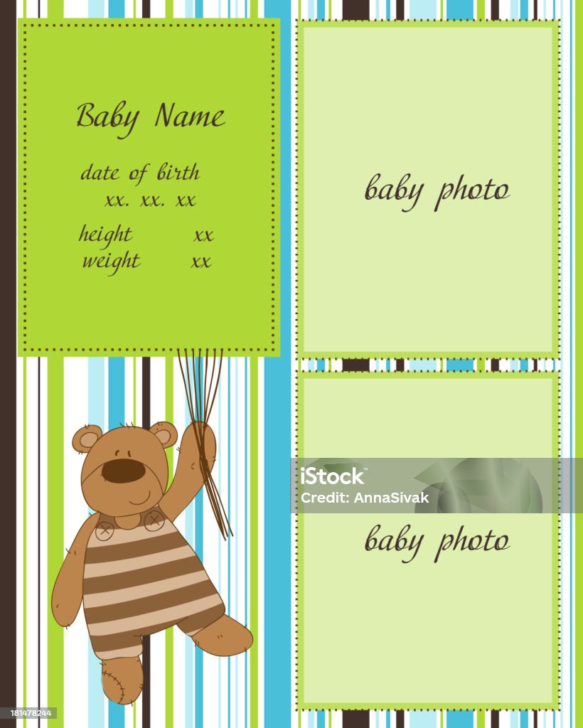 Carte d'arrivée de bébé avec cadres Photo - clipart vectoriel de Amour libre de droits