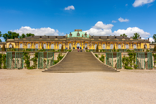 Potsdam, Germany - May 2019: Sanssouci palace and park in spring