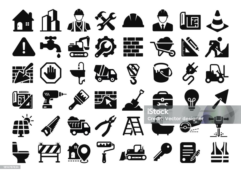 Construction icon set isolated on white background - Royalty-free Bouw vectorkunst Construction icon set isolated on white background - Royalty-free Bouw vectorkunst
