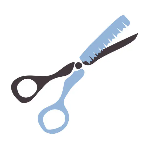 Vector illustration of Beauty Service Thinning Scissors Flat Element