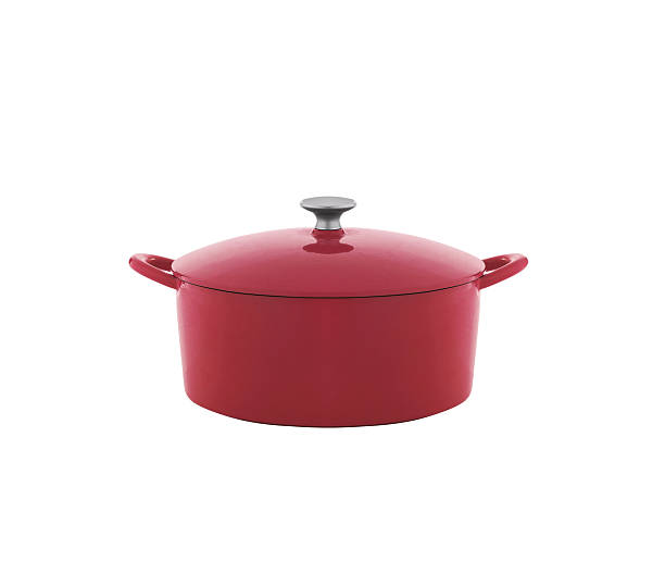 istock Red saucepan isolated on white background 181481016