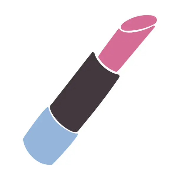 Vector illustration of Beauty Service Pink Lipstick Flat Doodle Element
