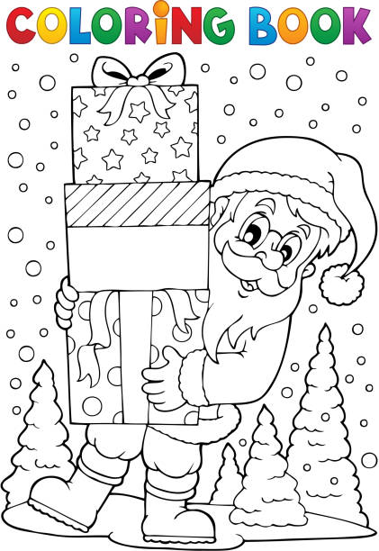 Coloring book Santa Claus topic 8 vector art illustration