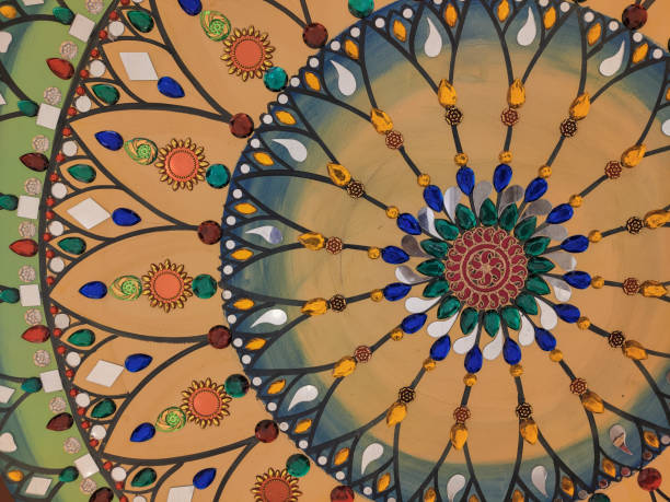 istock Indian traditional floral pattern design on ceiling of a an architecture 1814817466