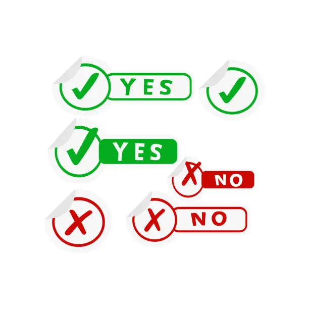 Vector illustration of Agree Disagree and Yes No Or Sign With Red Green with Checkmark Cross vector illustration