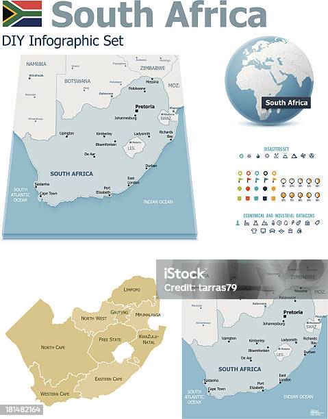 Südafrika Karten Mit Markern Stock Vektor Art und mehr Bilder von Afrika - Afrika, Bericht, Blau