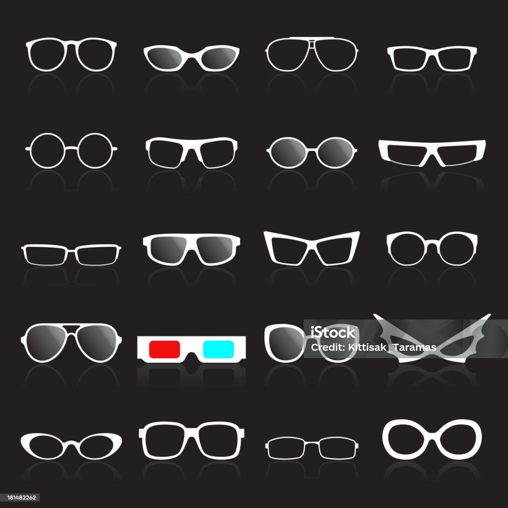 Okulary ramki ikony biały na czarnym tle. Ilustracja wektorowa - Grafika wektorowa royalty-free (Abstrakcja)