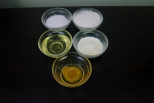 Sugar, flour, soybean oil, ghee and powdered milk are kept in the container