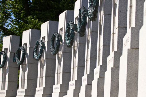 Detail of the WWII memorial, Washington DC.