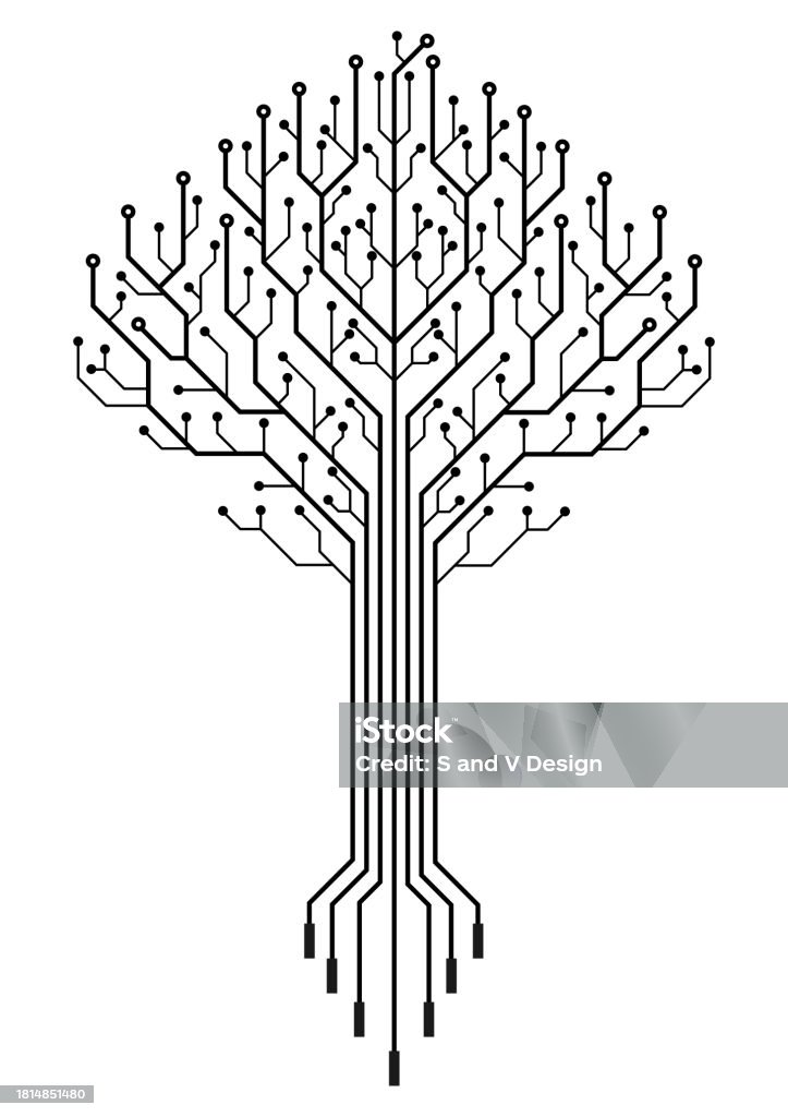 Display Technology Point Tree Tree Data Network Technology Isolated On A White Background Technology ...