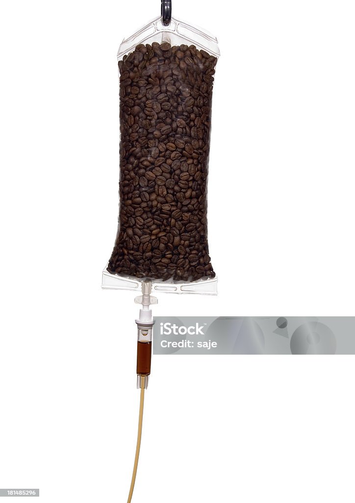 Kaffee Bohnen und IV Drip, Nahaufnahme - Lizenzfrei Infusion Stock-Foto