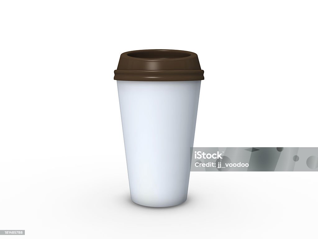 Tazza di caffè di plastica con tappo marrone - Foto stock royalty-free di Attrezzatura