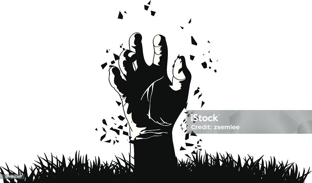 Zombie hand coming out from grave Autumn stock vector