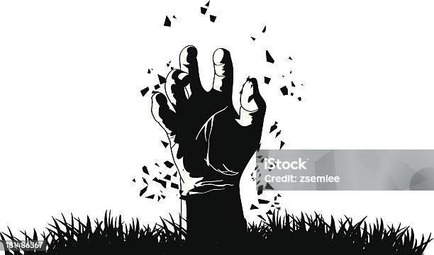 Zombie Hand Coming Out From Grave Stock Illustration - Download Image Now - Autumn, Cartoon, Celebration