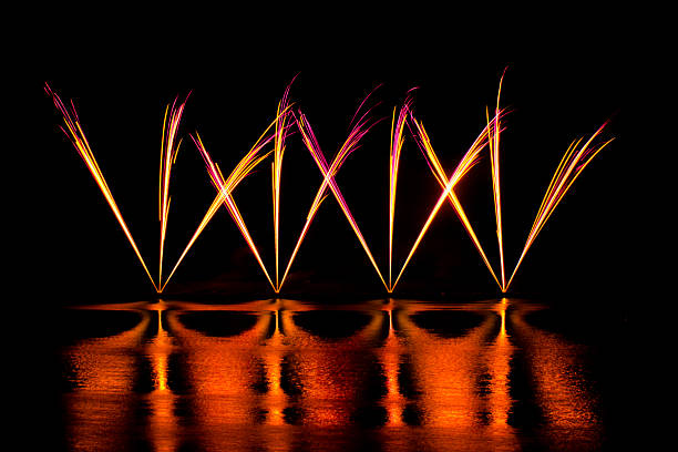 istock Streaks of Pink and Yellow Fireworks 181486531