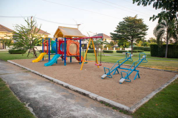 istock Empty colorful playground in a modern housing estate 1814871782