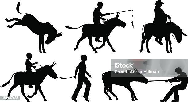 Donkeys — стоковая векторная графика и другие изображения на тему Домашний осёл - Домашний осёл, Морковка перед носом, Бить ногой