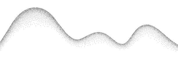 фон паттерна волнистого зерна. черная шумная точечная текстура, абстрактные точечные линии, эффект песчинок, векторная иллюстрация, изолир - sand dune audio stock illustrations