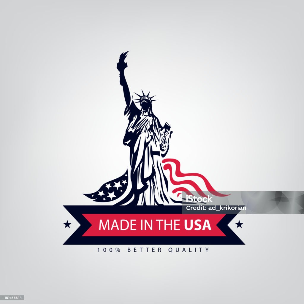 Realizados en EE. UU., American cinta, bandera, (Vector) - arte vectorial de Réplica de la estatua de la libertad libre de derechos