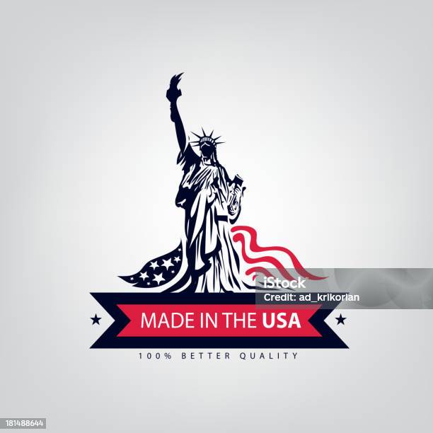 Ilustración de Realizados En Ee Uu American Cinta Bandera y más Vectores Libres de Derechos de Réplica de la estatua de la libertad