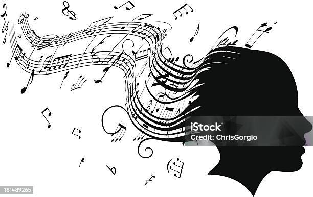 Woman Head Profile Hair Music Concept Stock Illustration - Download Image Now - Music, Sheet Music, Women