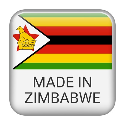 istock Made in Zimbabwe badge vector. Sticker with stars and national flag. Sign isolated on white background. 1814893354